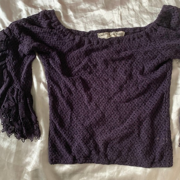 Jens Pirate Booty Free People XS Chemical Lace Off The Shoulder Top Purple Boho - Picture 10 of 14